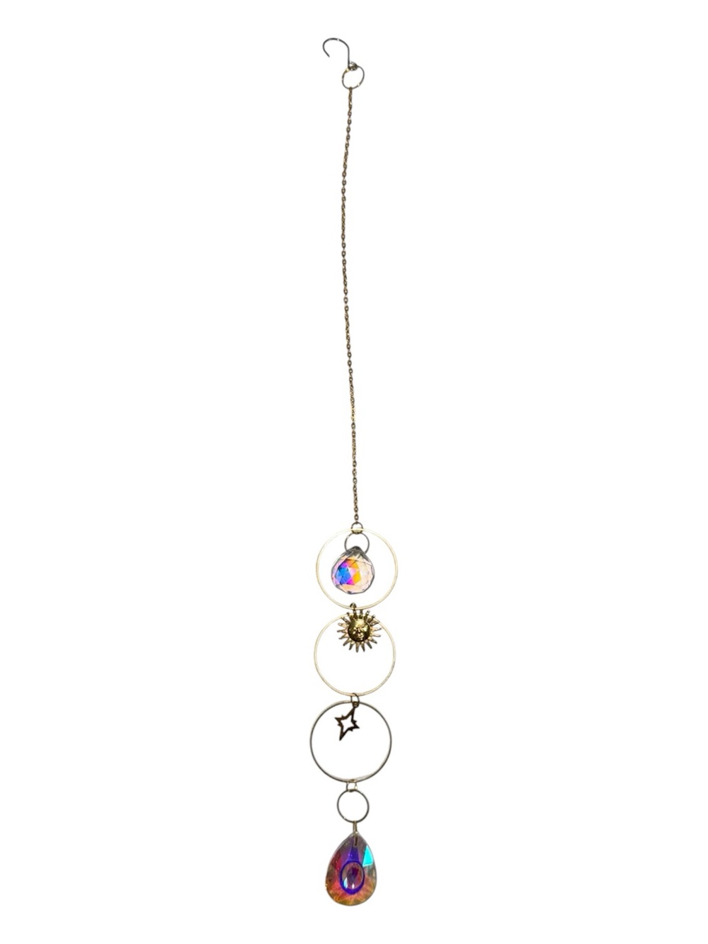 Gold-Tone Sun & Crystal Drop Pendant Suncatcher